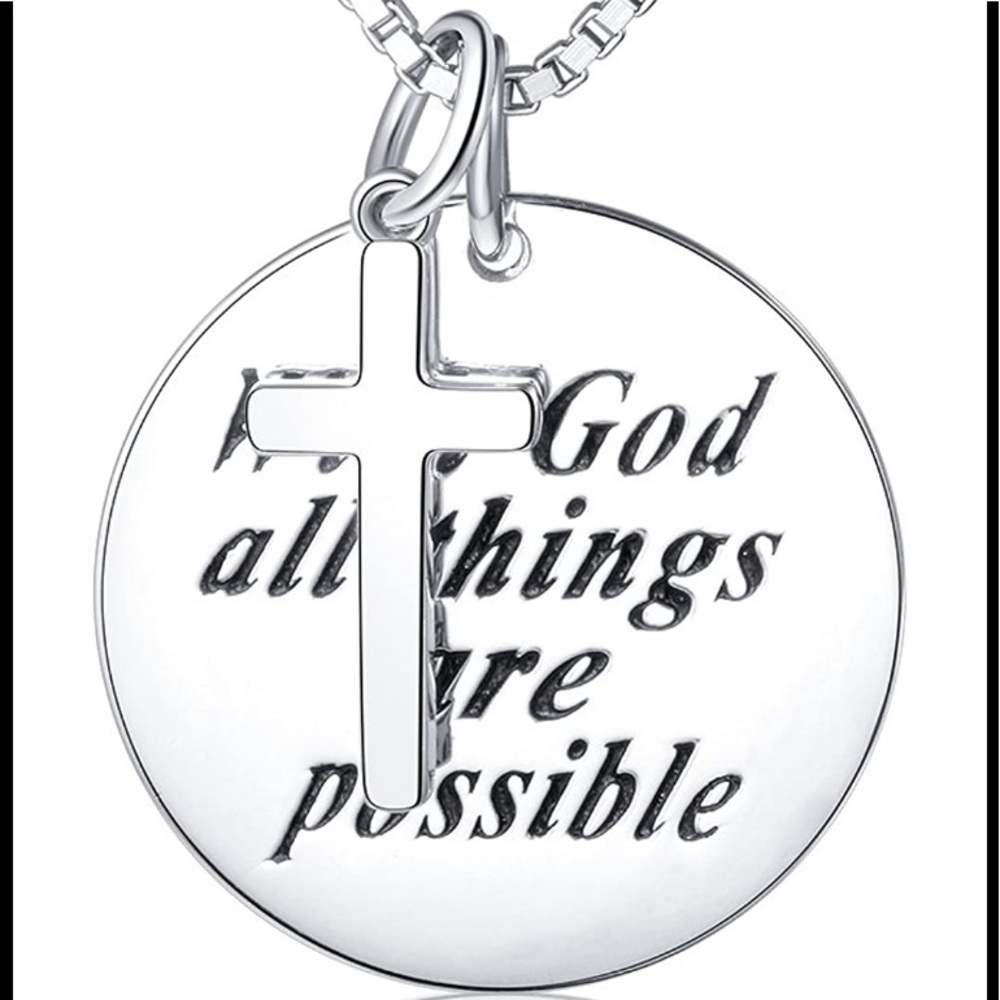 Christian Quote Cross and Pendant Necklace